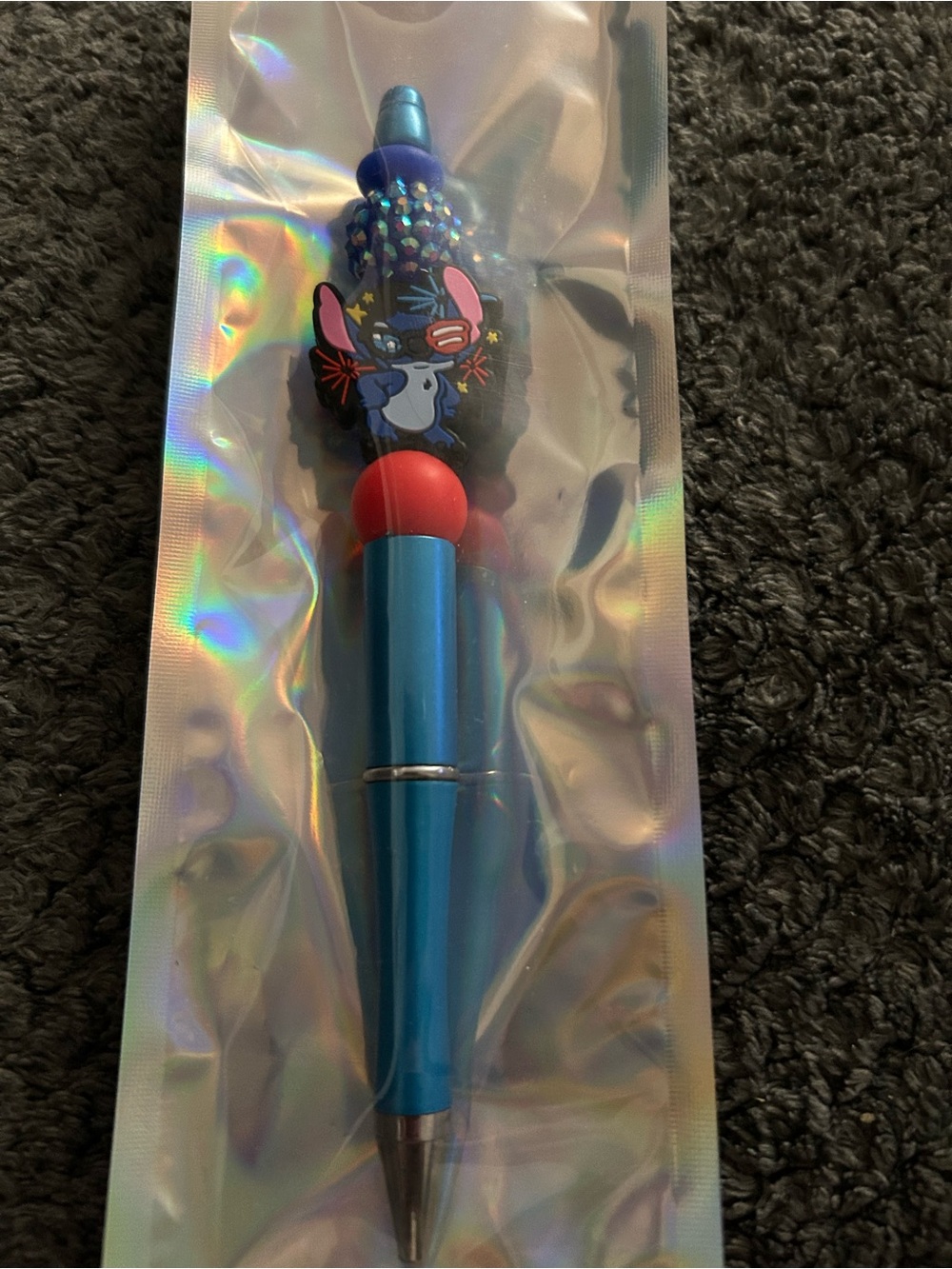 Handcrafted Blue and Red Decorative Novelty Pen with Character Top